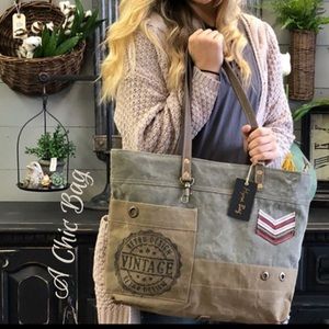 NWT Myra Bag MILITARY CANVAS TOTE HANDBAG